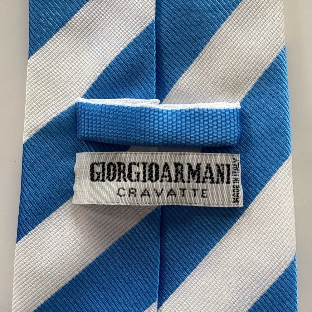 Giorgio Armani Cravatte Stripped Silk Tie Men’s - Picture 3 of 6